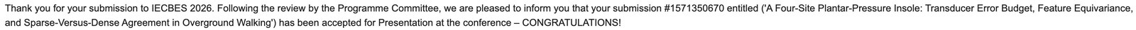 Excerpt from the notification stating that the submission has been accepted for presentation at the conference